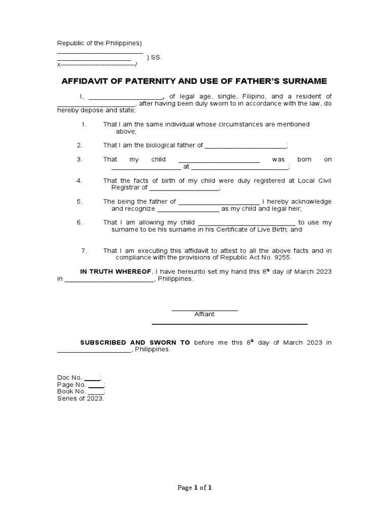 Affidavit of Paternity 4 | PDF