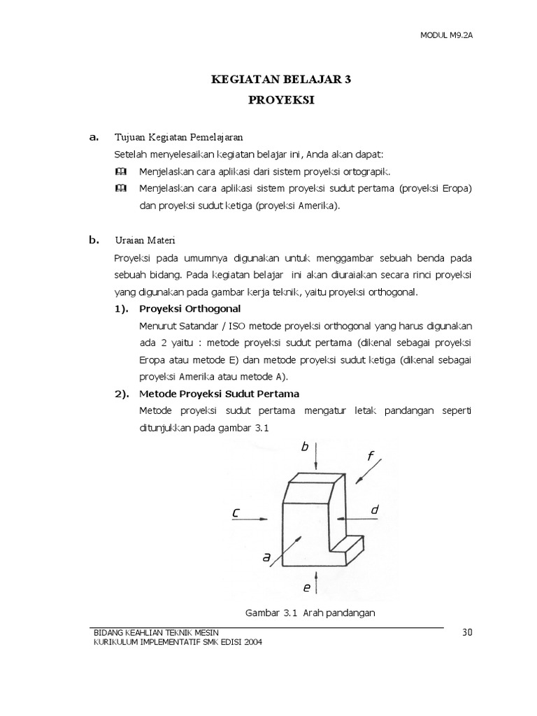 Proyeksi Orthogonal dalam Gambar Teknik | PDF