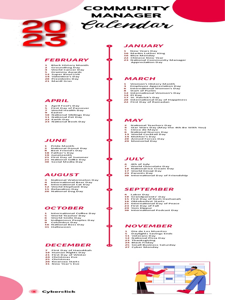 2023 Community Manager Calendar PDF Traditions Observances