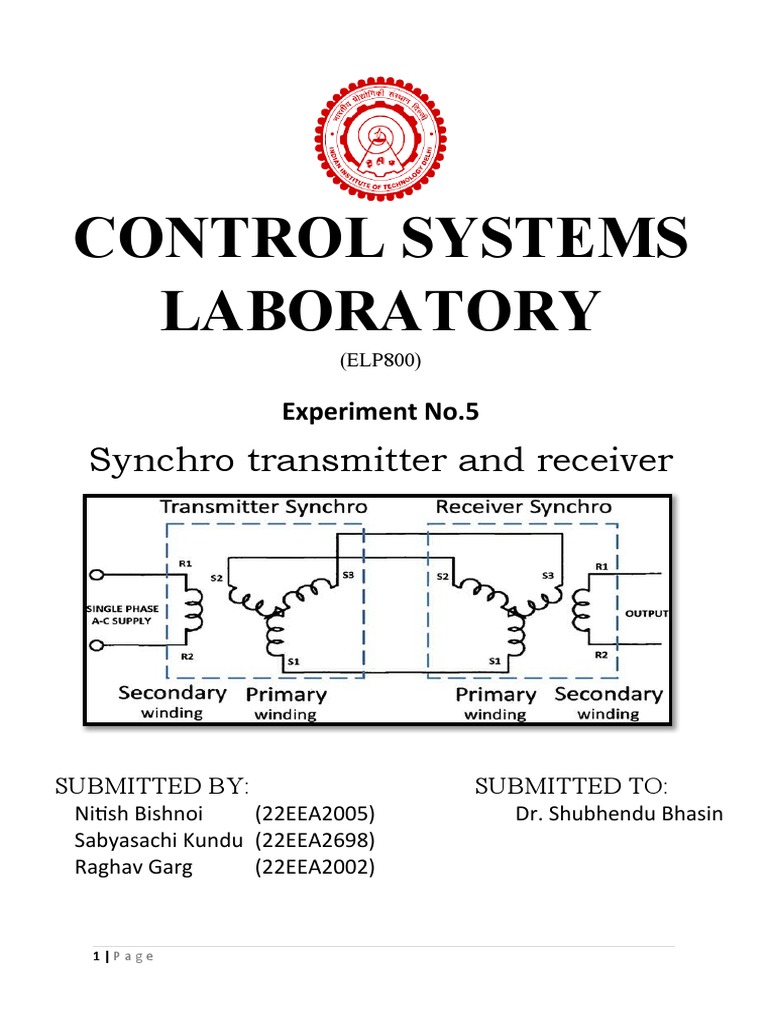 CONTROL SYSTEMS LABORATORY Synchro Transmitter and Receiver Experiment