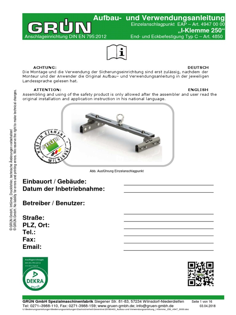 I Klemme 250 Montageanleitung PDF