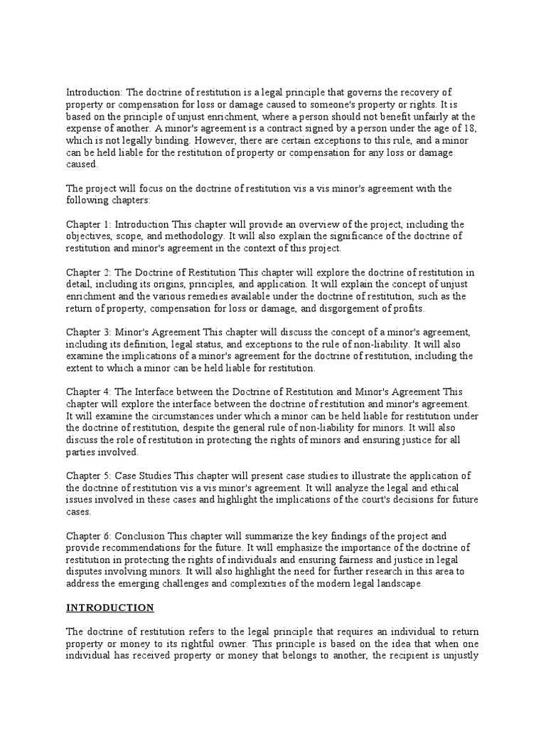 What Is The Doctrine Of Restitution