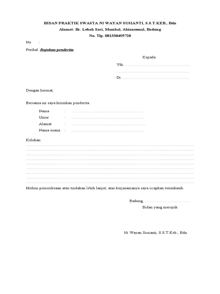 Formulir Rujukan | PDF