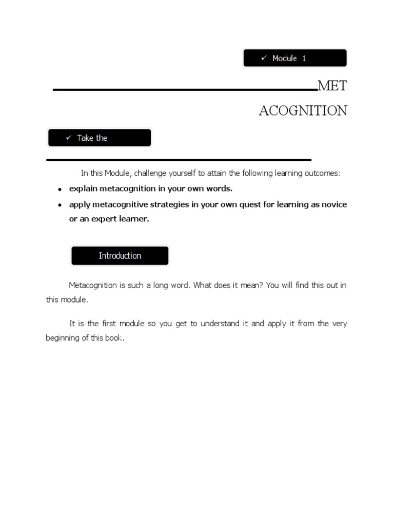Metacognition understanding how you learn pdf metacognition
