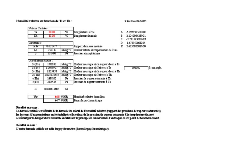 Calcul de l'humidité relative et méthodes PDF — free download