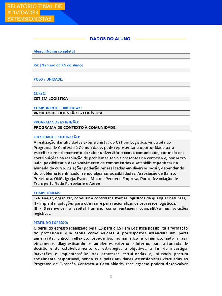 Portfólio Individual Projeto de Extensão I - Logística 2023 - Programa ...