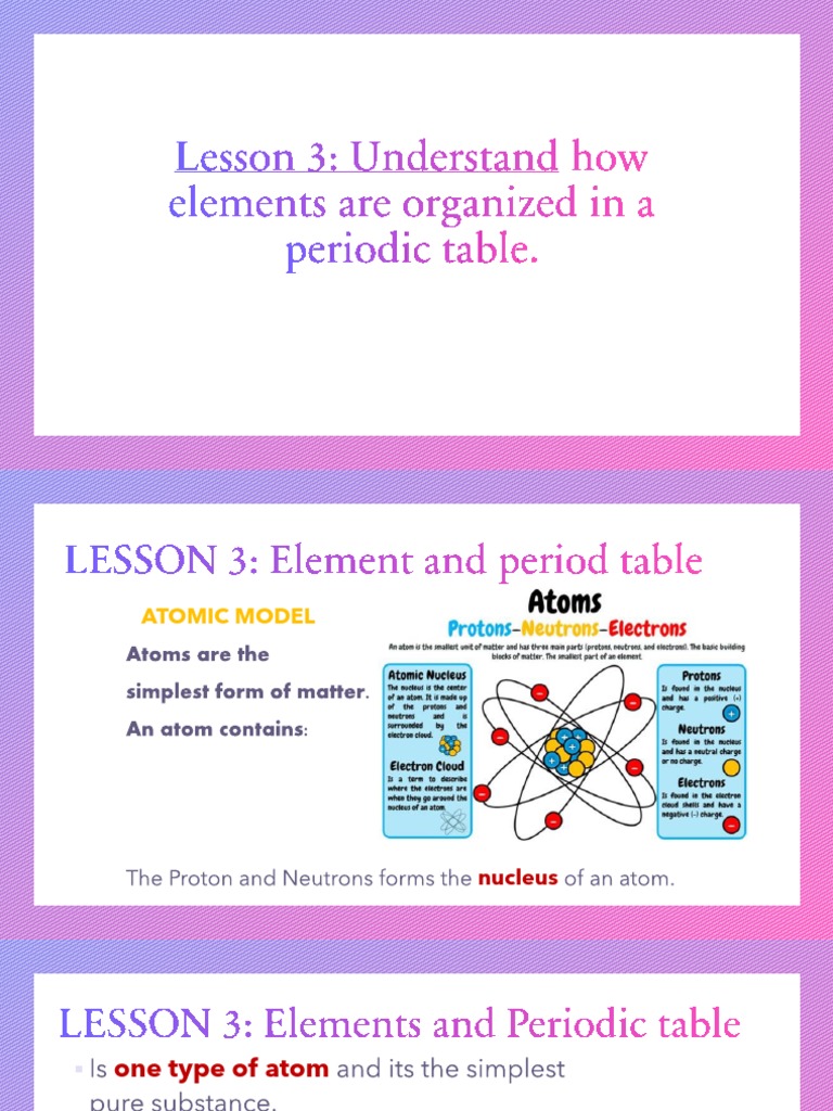 Lesson 3 Elements And Periodic Table Pdf Pdf