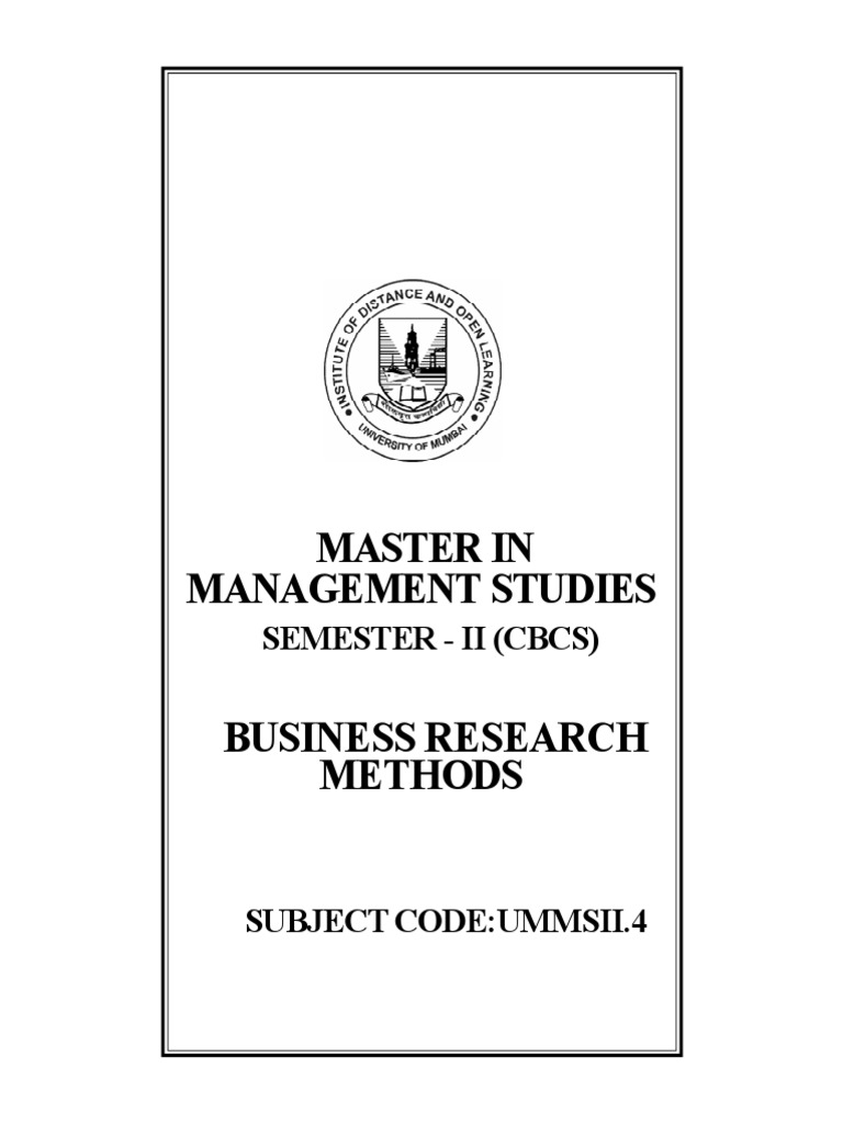 MMS Business Research Methods | PDF | Theory | Methodology