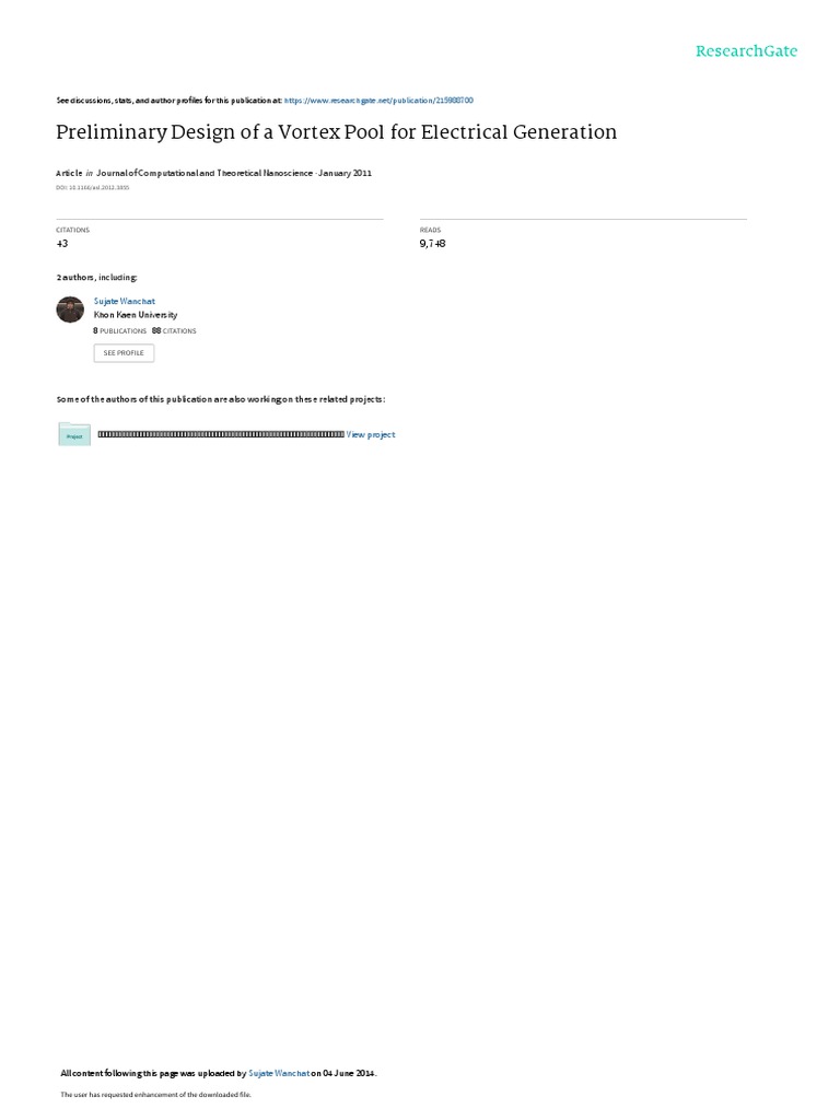 Preliminary Design of A Vortex Pool For Electrical Generation | PDF ...