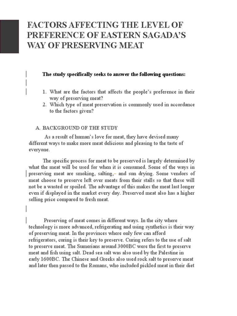 PR2Backgroundofthestudy GROUP8 PDF Curing (Food Preservation) Meat