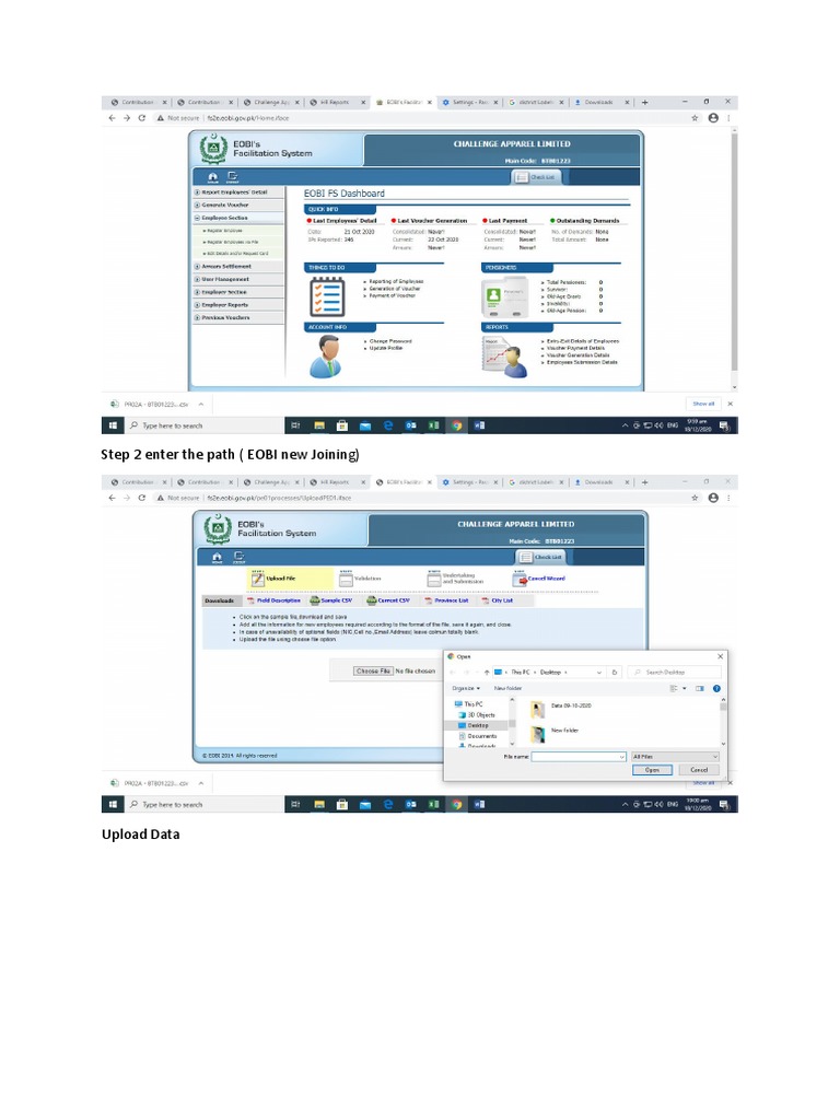 EOBI Contribution Submission Process | PDF