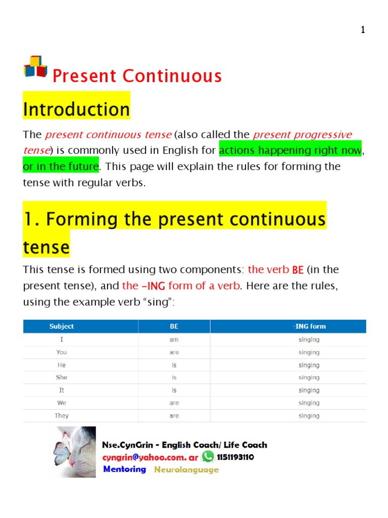 Present Continuous Tense Guide | PDF | Verb | Grammatical Tense