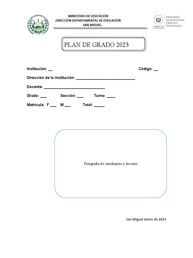 Plan de Grado 2023 San Miguel Basica Segundo A Noveno Grado | PDF