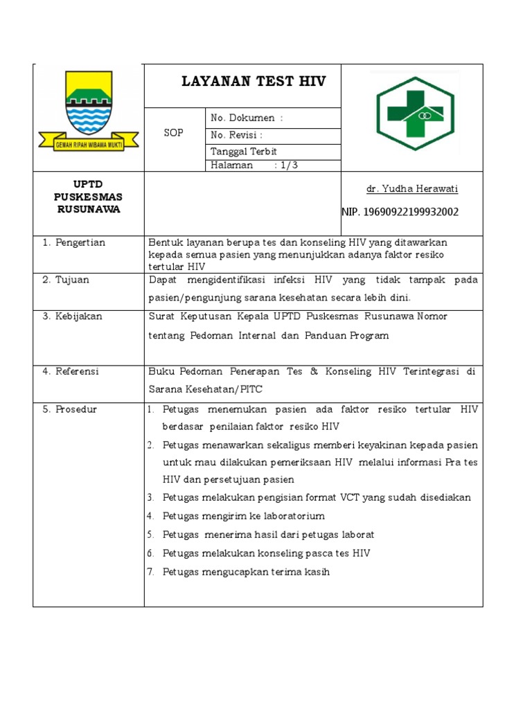 Sop Layanan Test Hiv | PDF