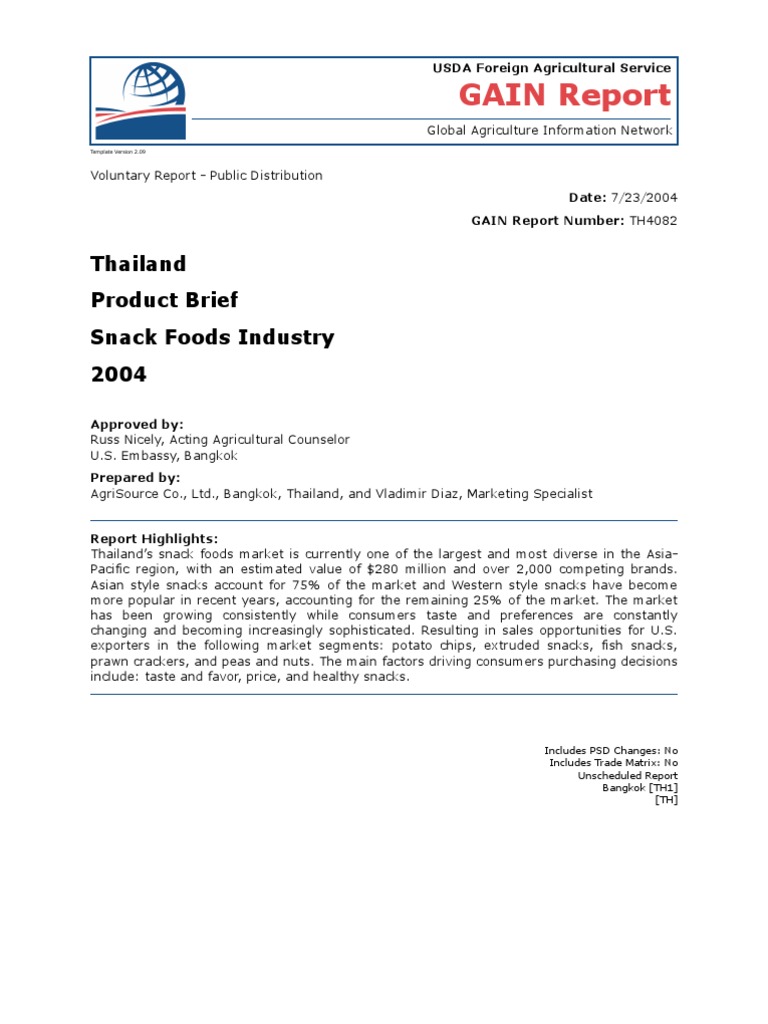Product Brief Snack Food Industry | PDF | Retail | Thailand