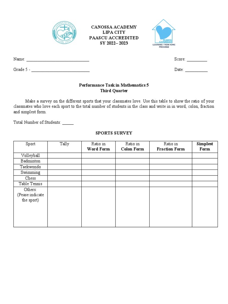 Template Math Grade 5 | PDF