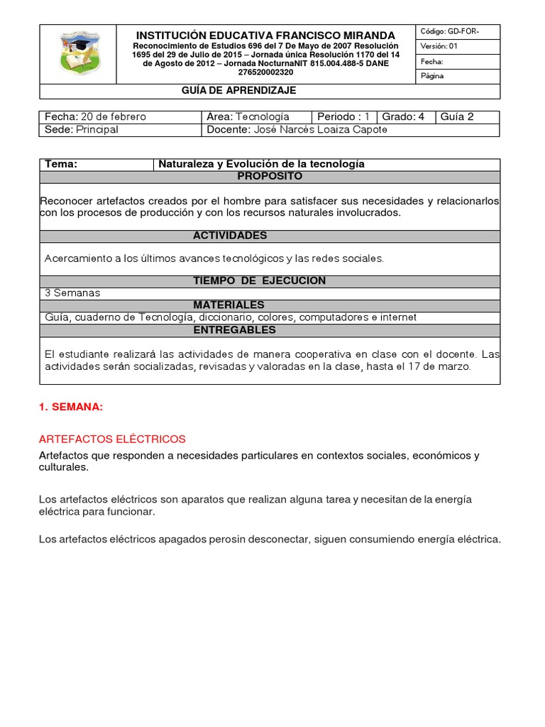 Actividades de Tecnología para Quinto Grado | PDF