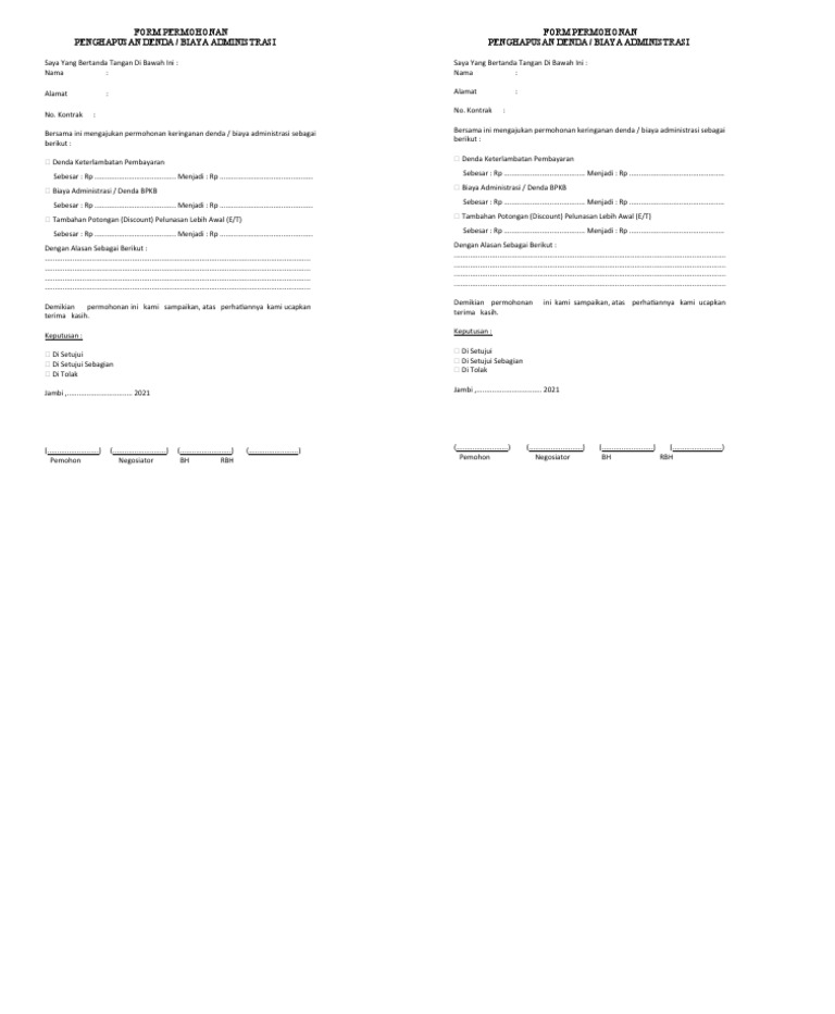 Form Permohonan Waive Denda Edit | PDF