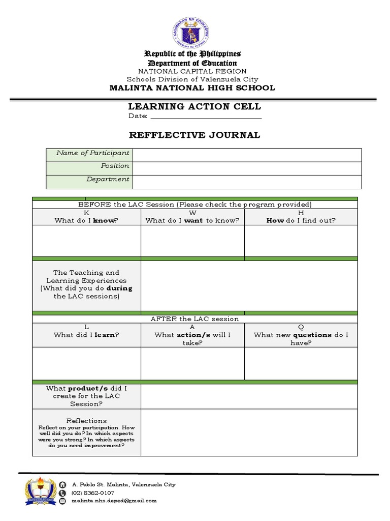 Reflective Journal Lac Session PDF