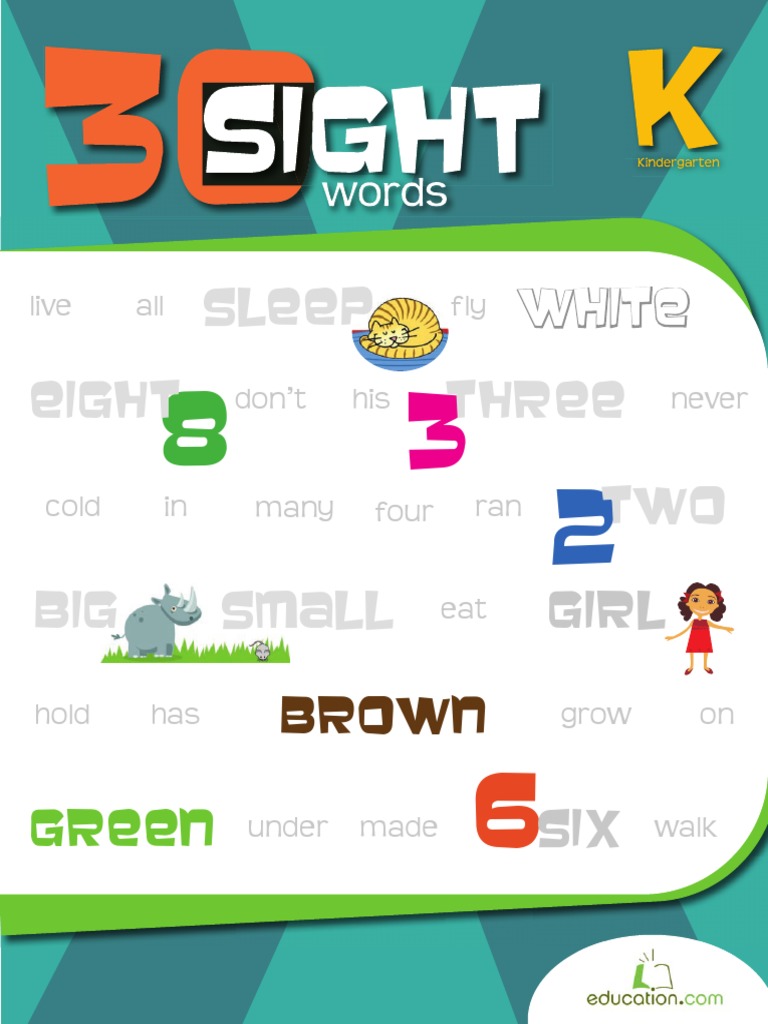 Kindergarten - 30 Kindergarten Sight Words Workbook PDF | PDF