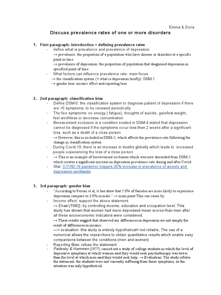 Psychology ERQ Prevalence PDF Major Depressive Disorder Diagnostic And Statistical