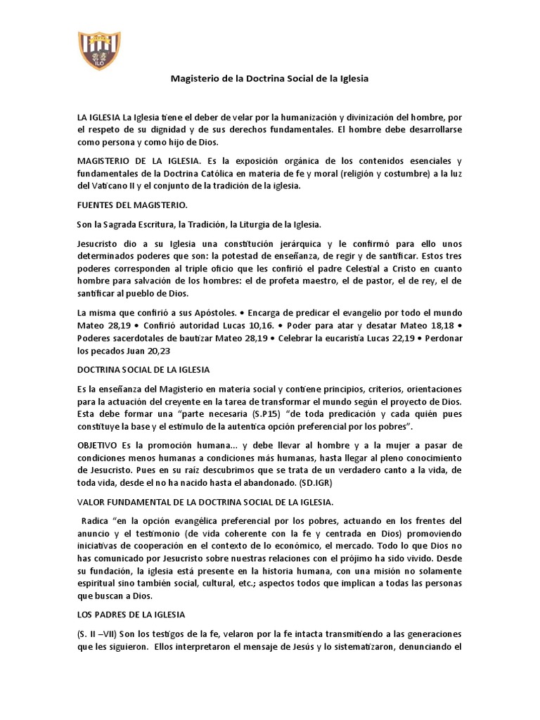 Magisterio y Doctrina Social de la Iglesia | PDF | Iglesia Católica ...