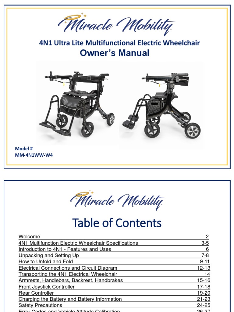 Miracle Mobility 4N1 Ultra Lite Multifunctional Electric Wheelchair