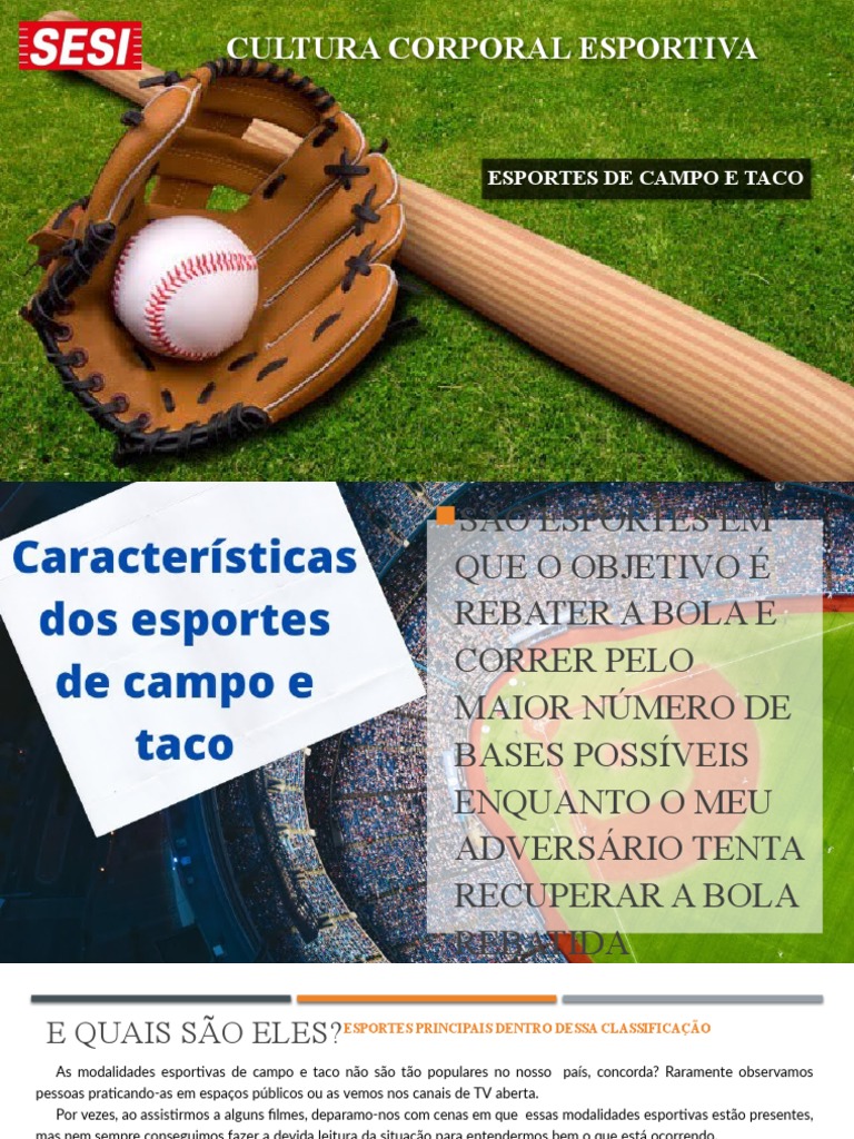 Esportes de Campo e Taco: Exemplos e Regras | PDF | Críquete | Softbol