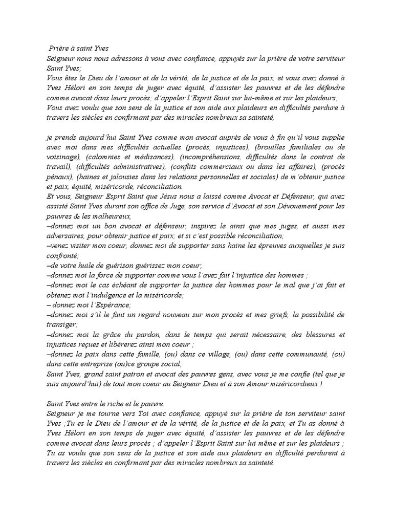 Prière à Saint Yves pour la Justice | PDF | Justice | Crime et violence