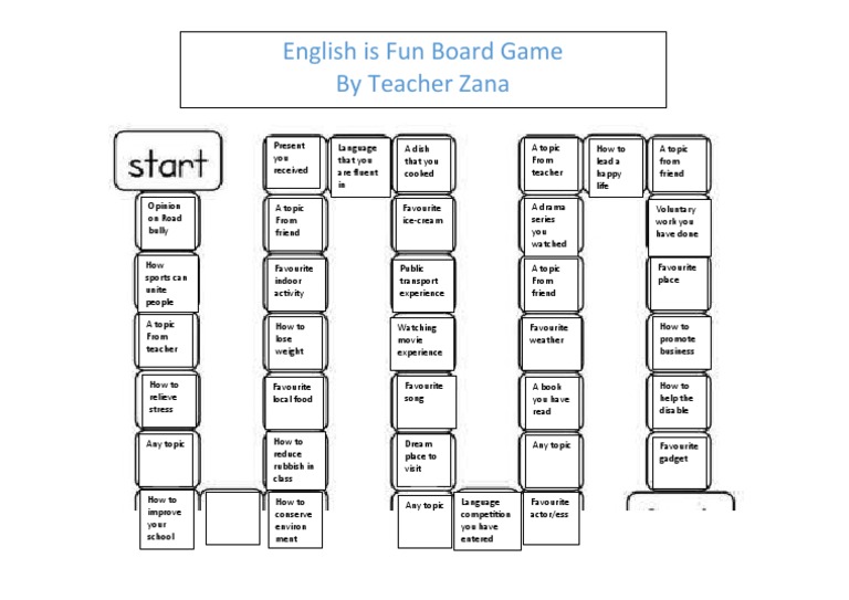 English Board Game Speaking PDF
