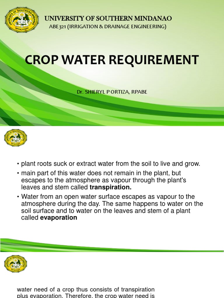 Crop Water Requirements and Irrigation | PDF
