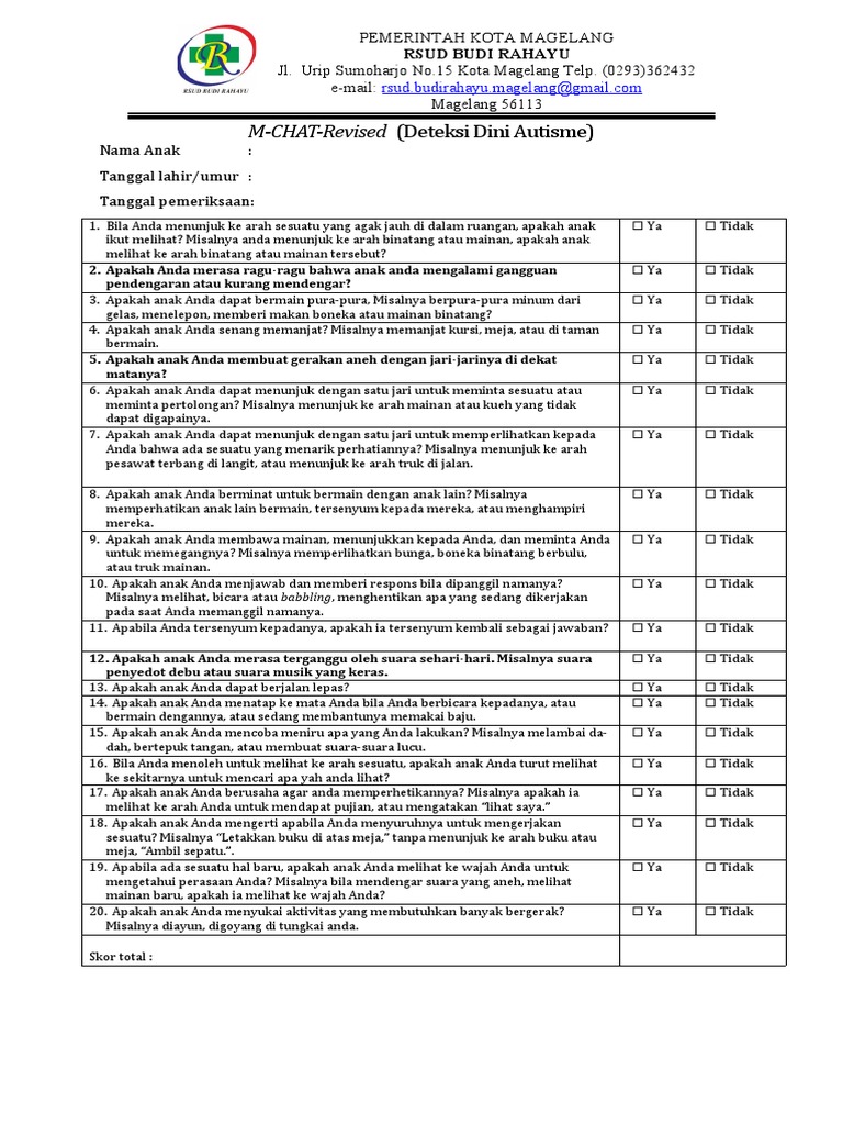 MChat Revised-Autis RSBR | PDF