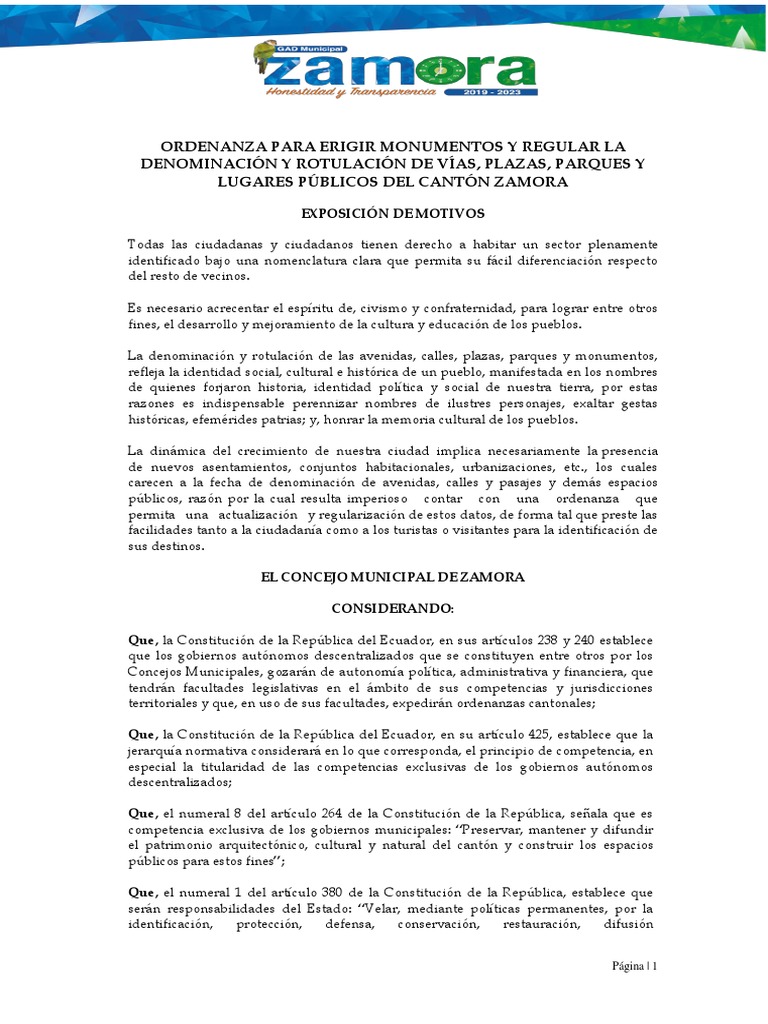 ORDENANZA PARA ERIGIR MONUMENTOS-signed-signed | PDF | Calle ...