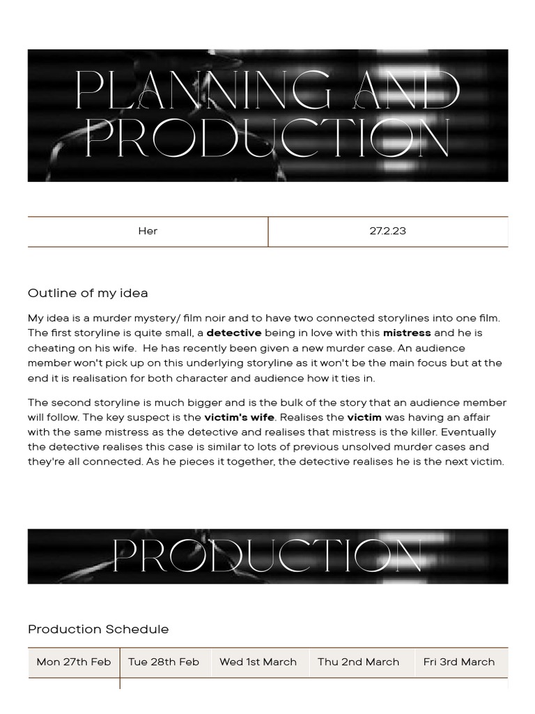 Planning and Production Booklet | PDF