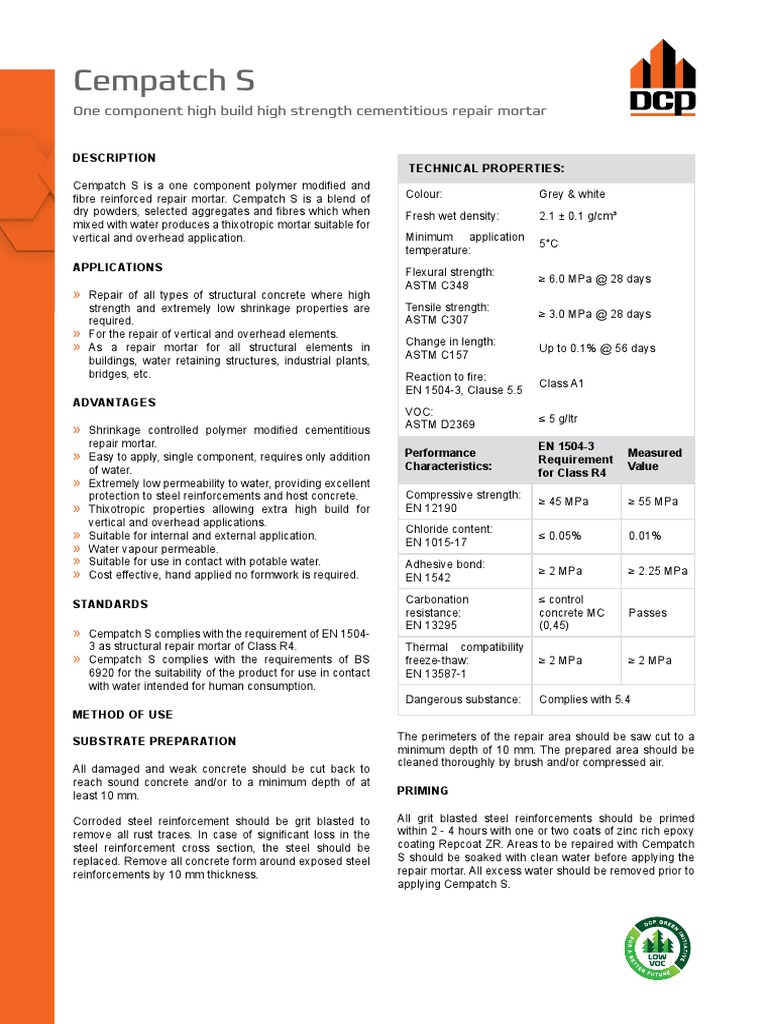 Cempatch S - TDS - 3 | PDF | Concrete | Cement