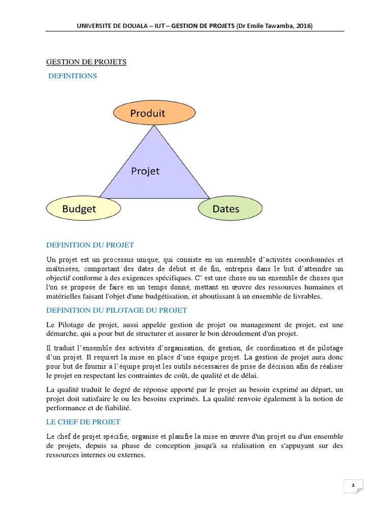 Support - Gestion de Projets | PDF | Planification | Gestion de projet