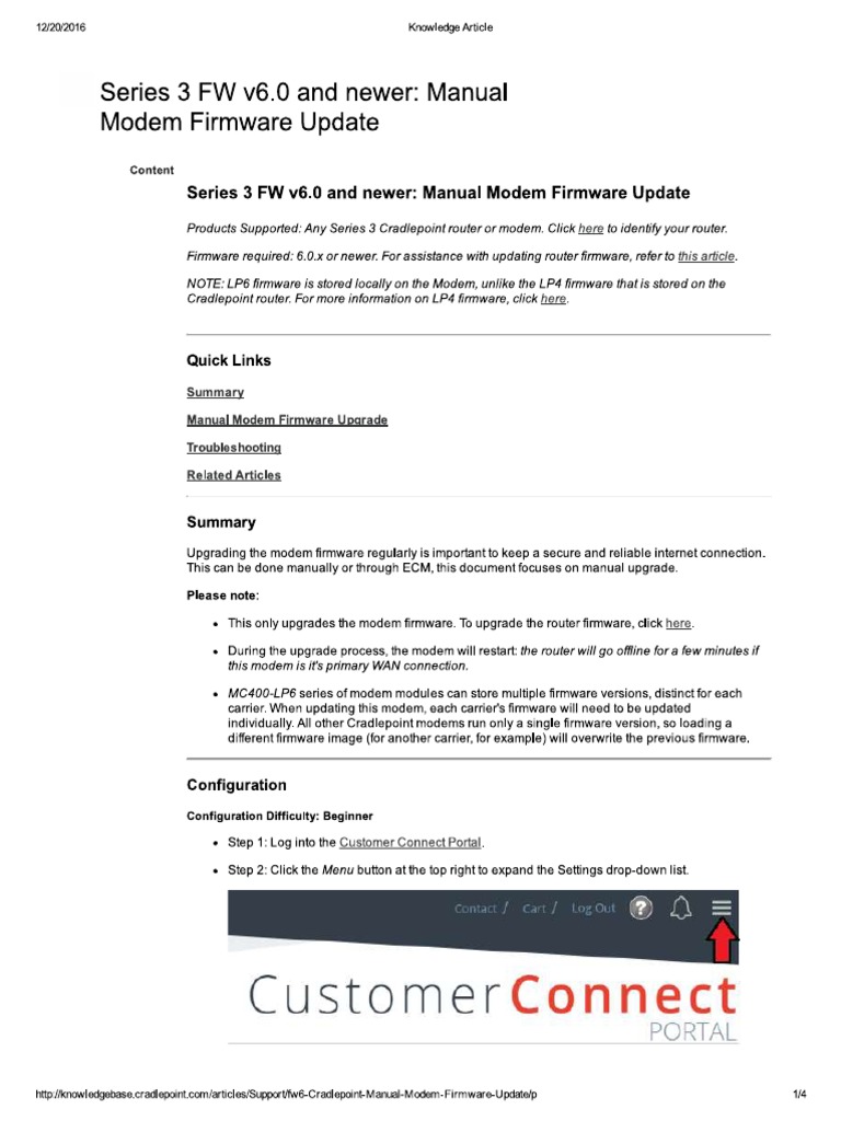 Cradlepoint Modem Update | PDF