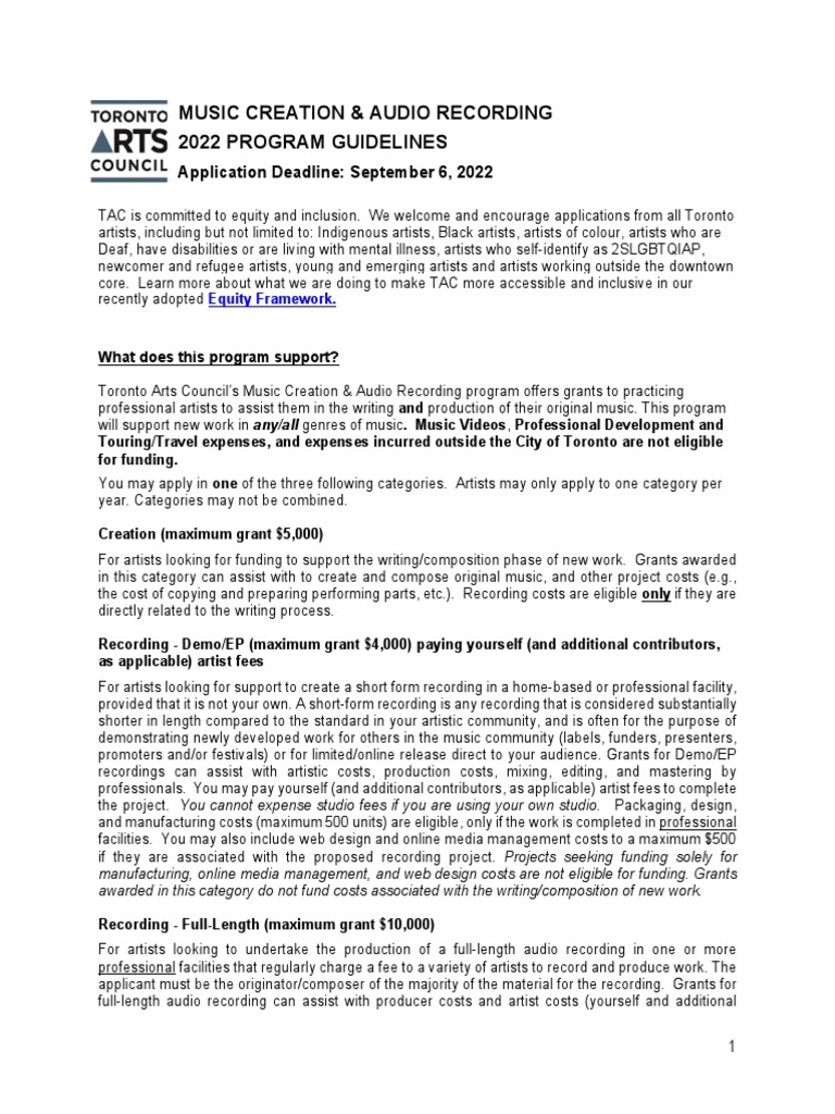 1 1357605 2022 Music Creation and Audio Recording Guidelines PDF PDF