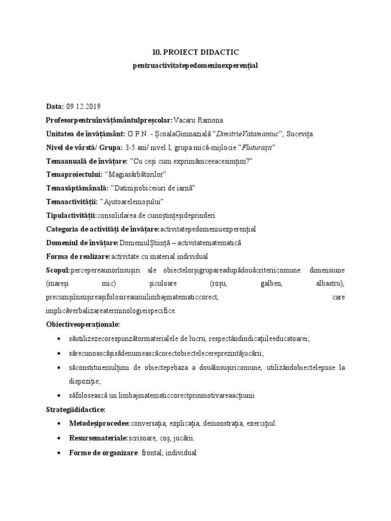 10 PROIECT DIDACTIC - DS (Activitate Cu Material Individual) | PDF