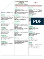 Agenda semanal de atividades do 8o ano do Colégio Pro Campus Júnior