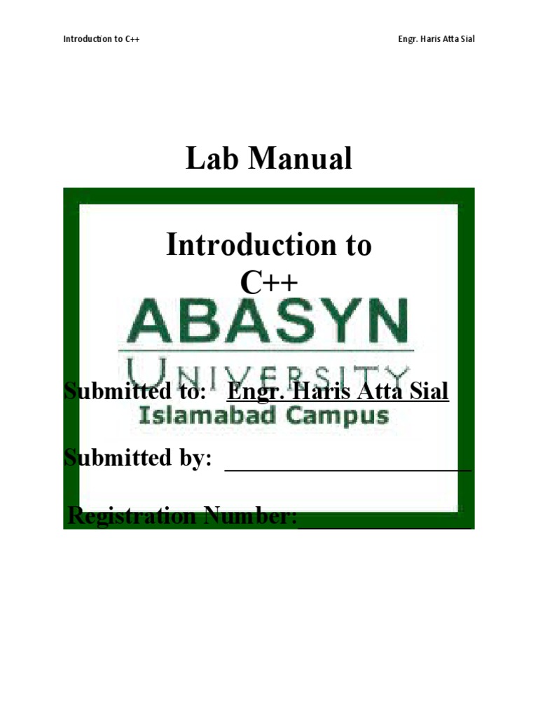 C++ Lab Manual Exercises | PDF