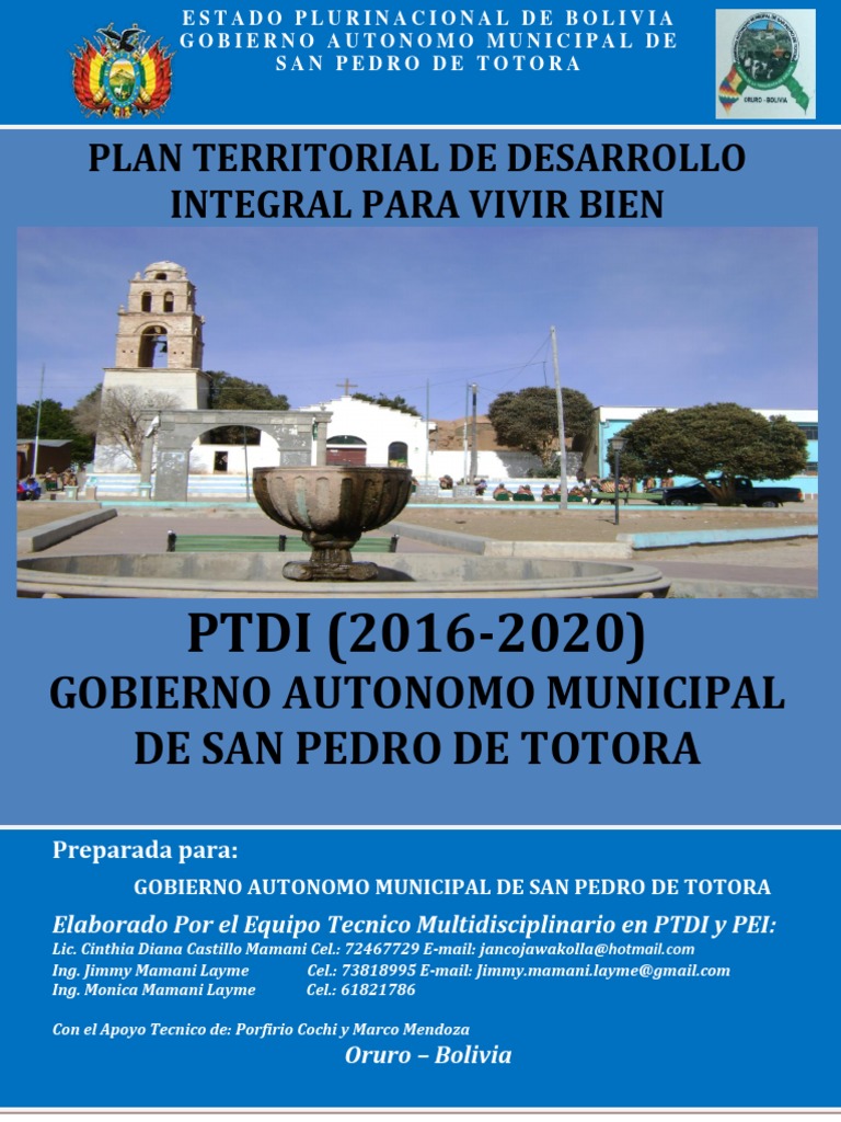 Plan de Desarrollo San Pedro de Totora | PDF | Estado (política) | Bolivia