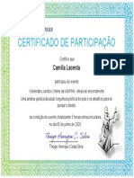 Certificado participação seminário UNIFAN