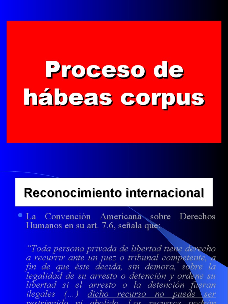 Proceso de Hábeas Corpus y Derechos Humanos | PDF | Habeas corpus ...