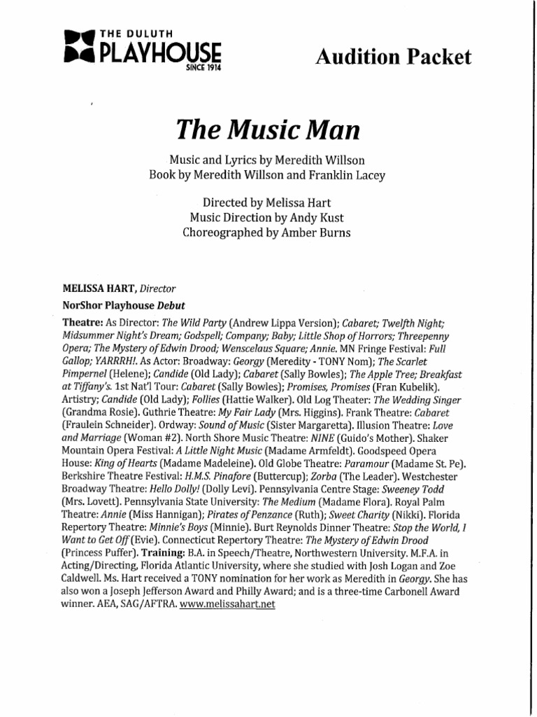 sM7Vau Music Man Audition Packet | PDF