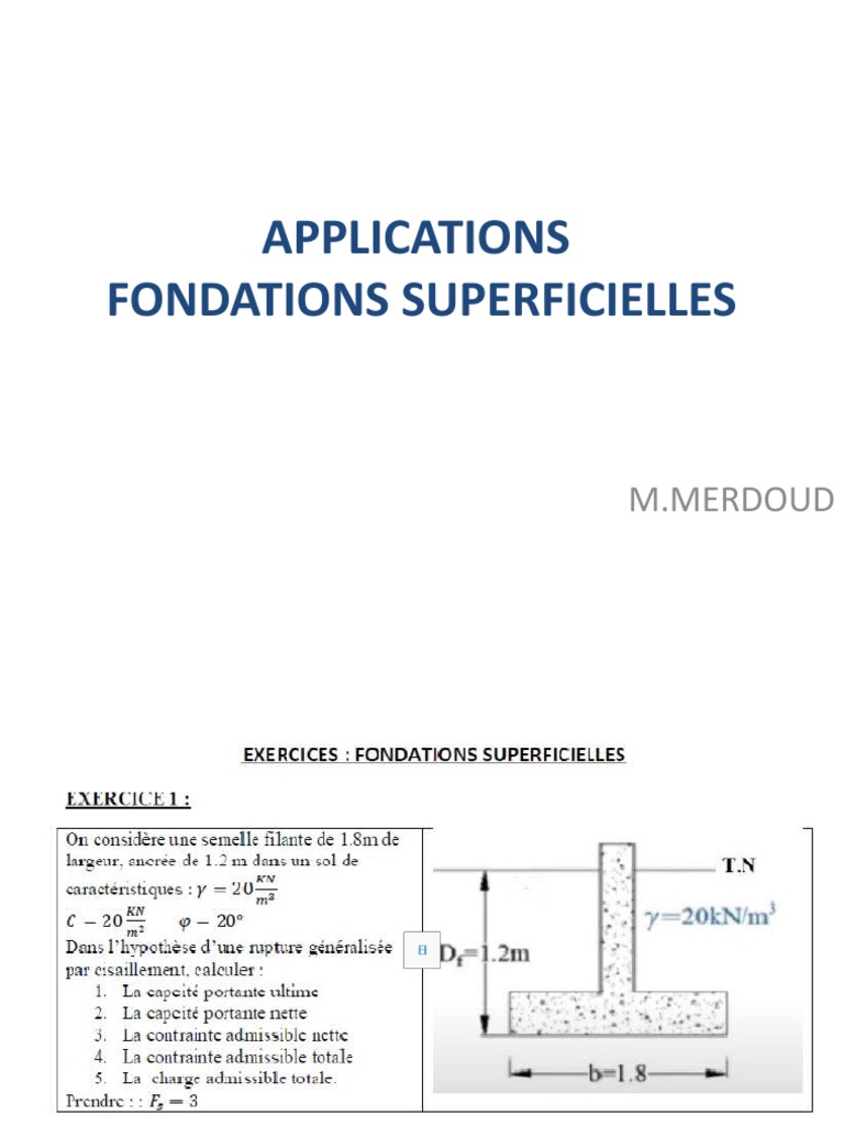Applications Fondations Superficielles Pdf