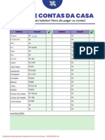 Lista de contas mensais para pagar com valores