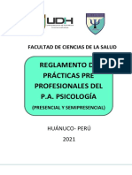 Reglamento Practicas Pre Profesionales Psicologia 2021 PDF