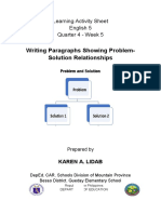 English 5.Q4.W5.Writing Paragraphs Showing Problem-Solution Relationships