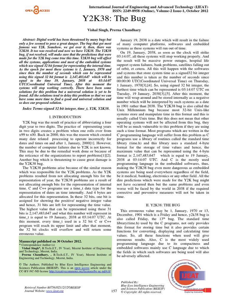 Y2K38 - The Bug | PDF | Software Bug | Computer Engineering